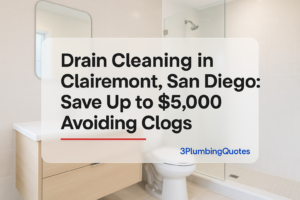 Image featuring bold typography saying 'Expert Tips for Fixing Common Plumbing Issues' by 3PlumbingQuotes over a bright bathroom background.