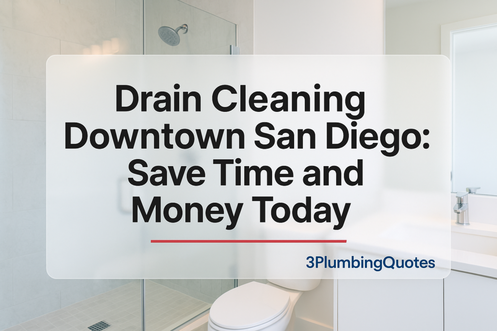 Clean typography design featuring the blog title on a modern bathroom background by 3PlumbingQuotes.