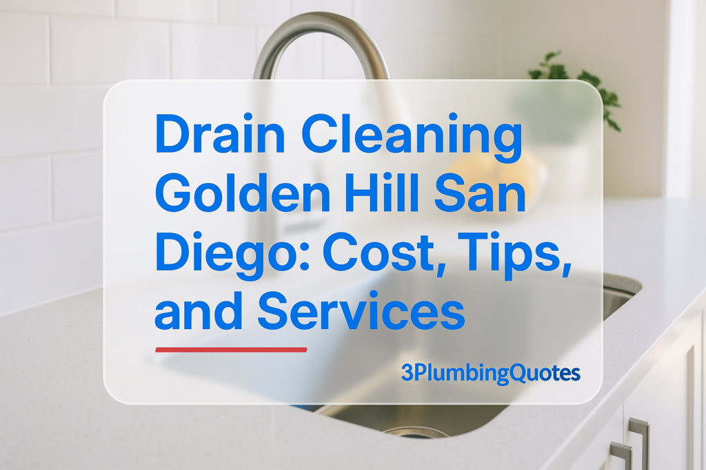 Bold title design for a plumbing blog post by 3PlumbingQuotes in a bright kitchen setting.
