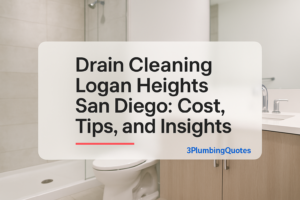 Bold text overlay with plumbing maintenance tips for homeowners, designed for 3PlumbingQuotes.