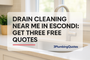 Featured blog image with bold text on a bright kitchen background. Sponsored by 3PlumbingQuotes.