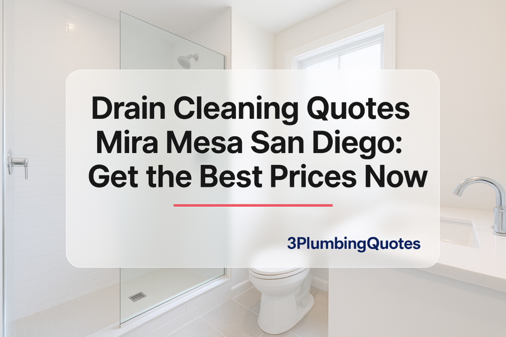 Blog title in bold typography over a modern bathroom image. 3PlumbingQuotes.