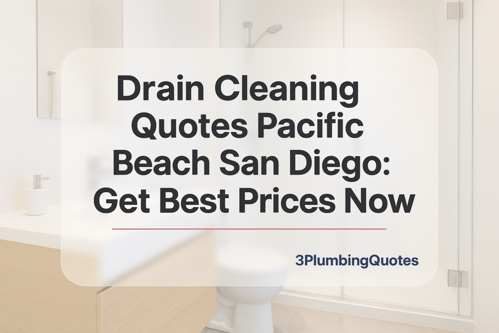 Modern bathroom image with bold typography. Keywords: plumbing fixtures, bathroom renovation, 3PlumbingQuotes.
