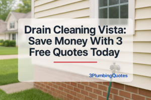 Typography design features bold text with expert plumbing tips for homeowners. Created by 3PlumbingQuotes.