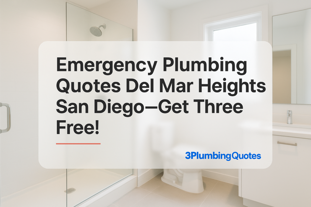 Blog image with bold title on a bright bathroom background showcasing plumbing tips for homeowners by 3PlumbingQuotes.