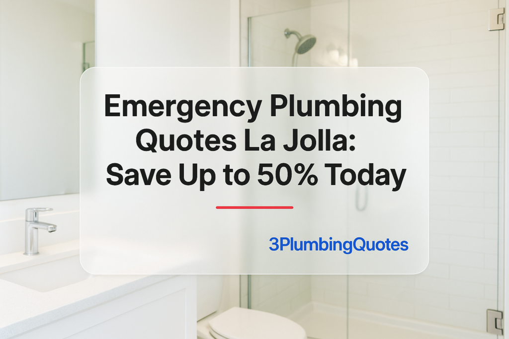 Image features bold typography reading 'How to Choose the Right Plumber for Your Home' by 3PlumbingQuotes on a bright bathroom background.