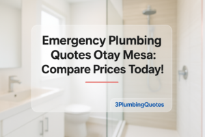 Image features bold typography design for '5 Key Questions to Ask When Hiring a Plumber' by 3PlumbingQuotes.