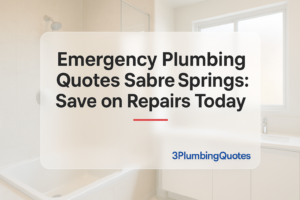 Blog title 'Essential Plumbing Maintenance Tips for Homeowners' featured over a bright photo, designed for 3PlumbingQuotes.