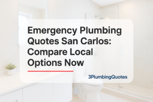 Featured blog image with clean typography over a bathroom photo. Title for plumbing blog by 3PlumbingQuotes.