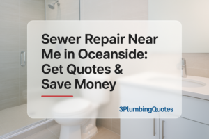 Modern bathroom scene with bold text ‘How to Choose the Right Plumbing Fixtures for Your Home’. 3PlumbingQuotes.