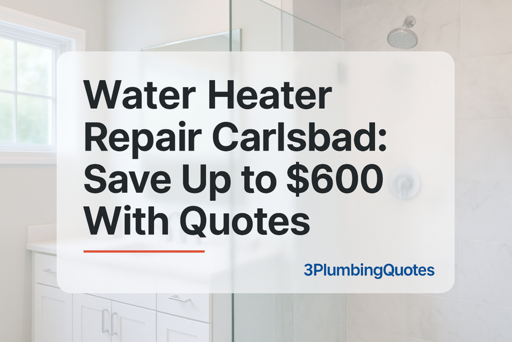 Bold text on a bright bathroom photo about choosing the right plumber for 3PlumbingQuotes.