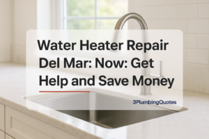 Modern typography design featuring 'Choosing Between Tankless and Traditional Water Heaters: Pros and Cons' text for 3PlumbingQuotes.