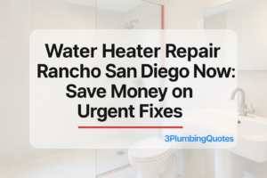 Text overlay for a blog post on finding local plumbers, showcasing 3PlumbingQuotes branding.
