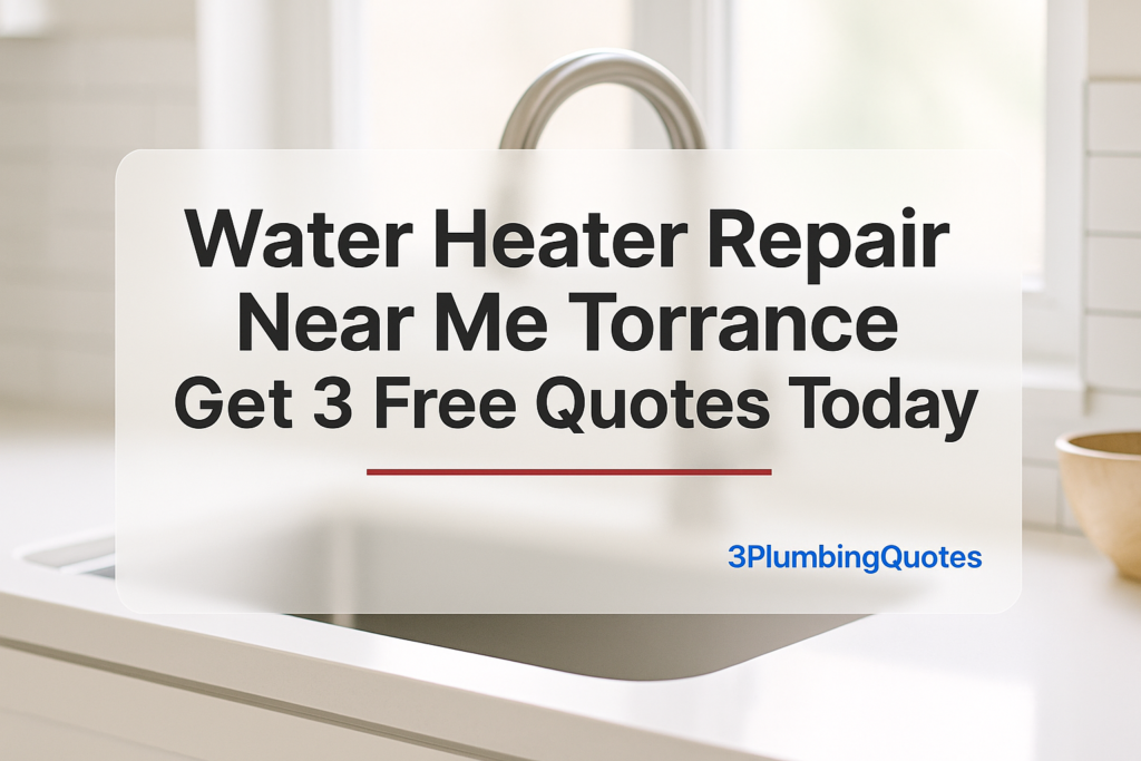 Bold text design for 'How to Choose the Right Water Heater for Your Home' by 3PlumbingQuotes on a kitchen background.