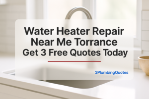 Bold text design for 'How to Choose the Right Water Heater for Your Home' by 3PlumbingQuotes on a kitchen background.