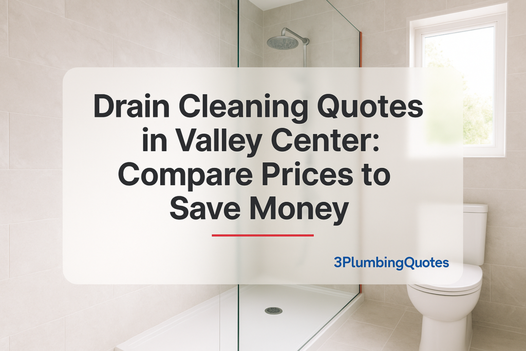 Typography design of the blog title 'How to Choose the Right Plumber for Your Home' over a modern bathroom photo, by 3PlumbingQuotes.