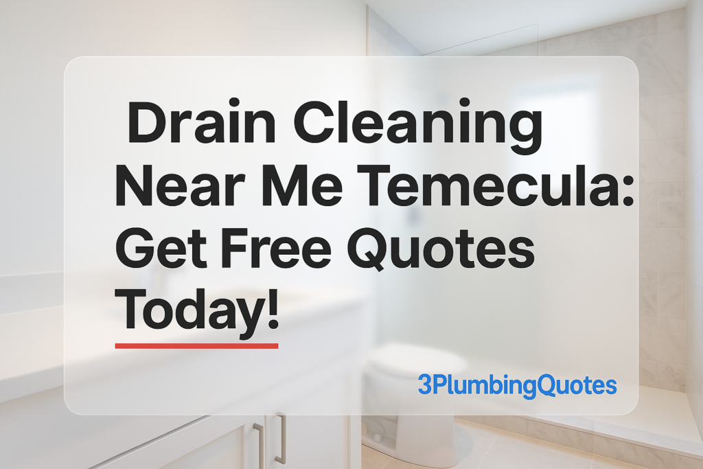 Bold headline on a bright, modern bathroom background. 3PlumbingQuotes helps find the best plumbing service.