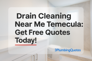 Bold headline on a bright, modern bathroom background. 3PlumbingQuotes helps find the best plumbing service.