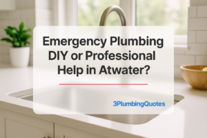 A clean design showing the blog title 'How to Choose the Right Plumber for Your Home' in bold text by 3PlumbingQuotes.