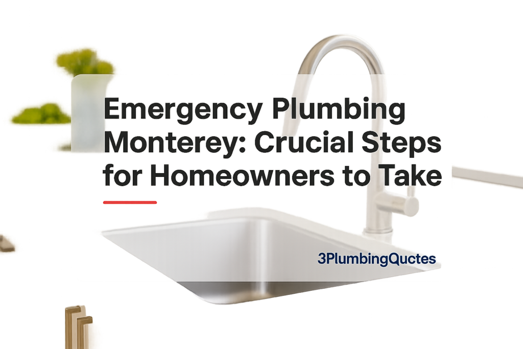 Blog header design showcasing bold title on a bright kitchen background. From 3PlumbingQuotes.