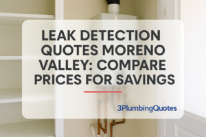 Bold title design about choosing a water heater over a bright utility closet background. 3PlumbingQuotes