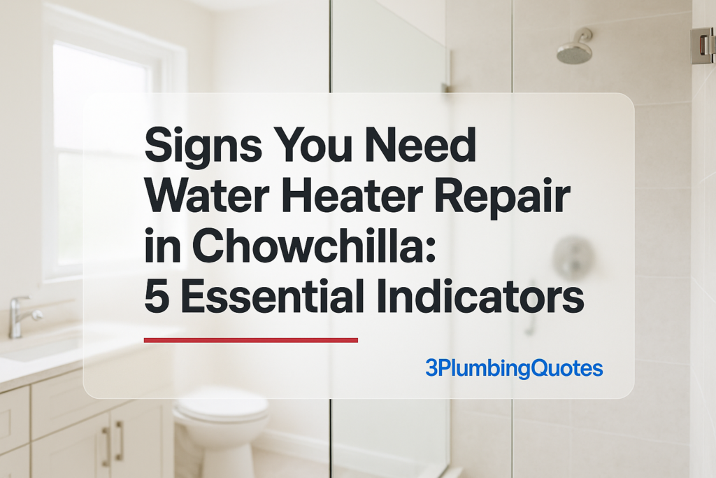 Image with bold typography: 'How to Choose the Right Plumbing Services for Your Home' by 3PlumbingQuotes, featuring a modern bathroom background.