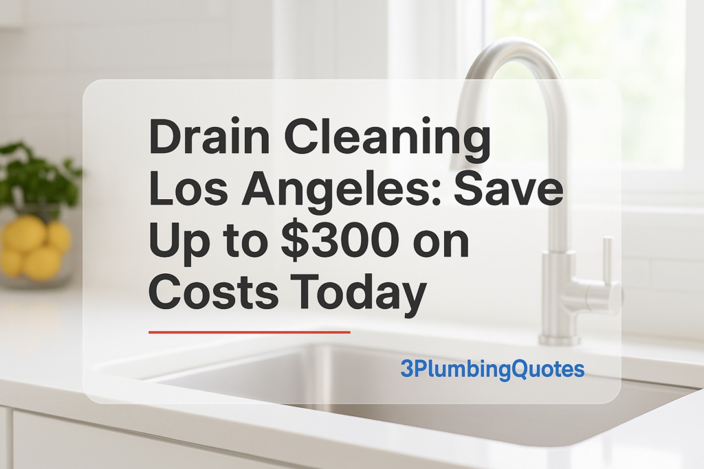Bold text design for blog title over a bright kitchen photo, showcasing plumbing, by 3PlumbingQuotes.