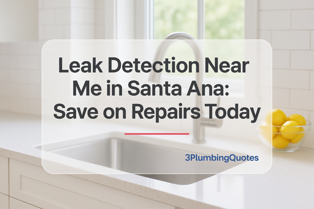 Bold typography design stating 'Top 5 Plumbing Tips for Homeowners'. 3PlumbingQuotes branding included.