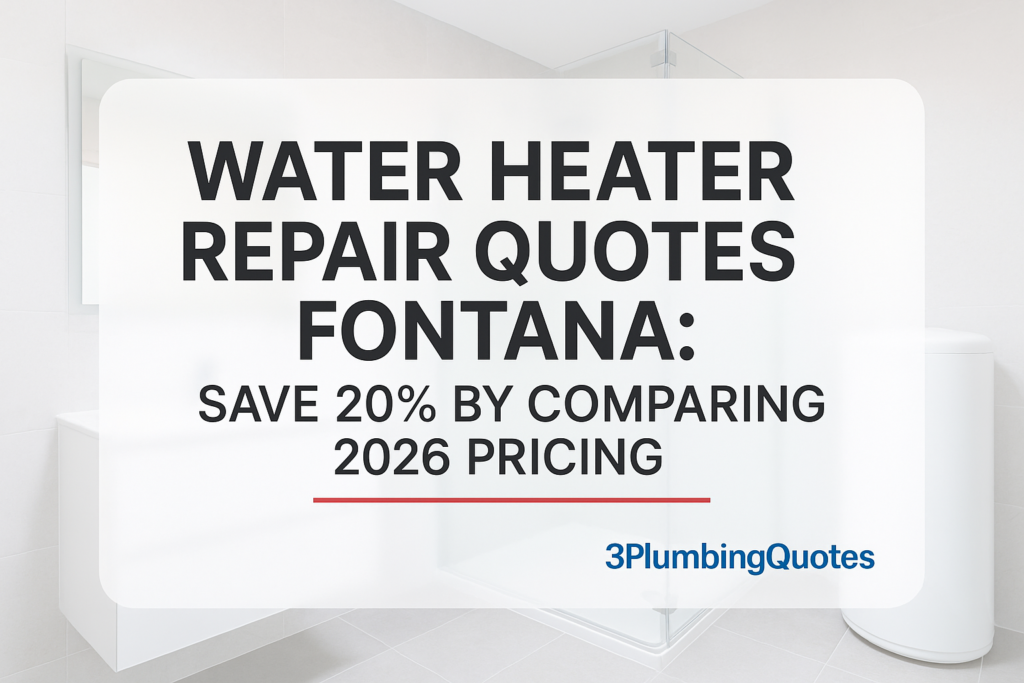 Bold typography design with blog title over vibrant bathroom photo, promoting plumbing services from 3PlumbingQuotes.